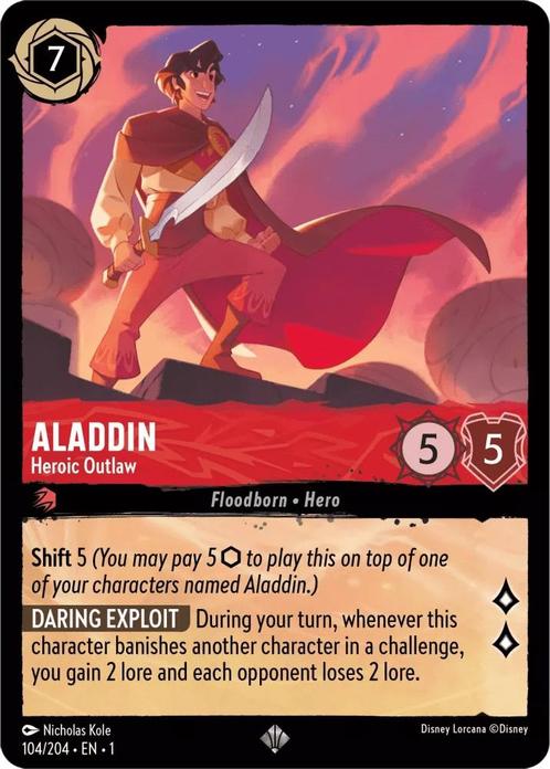 [104/204] - ALADDIN - Heroic Outlaw ENG NON-FOIL [M/NM], Verzamelen, Disney, Ophalen of Verzenden