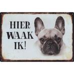 Wandbord - Hier Waak Ik Franse Bull Dog, Huis en Inrichting, Woonaccessoires | Wanddecoraties, Nieuw, Ophalen of Verzenden