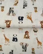 Poplin Katoen Safari Dieren Ecru, Hobby en Vrije tijd, Stoffen en Lappen, Nieuw, Overige kleuren