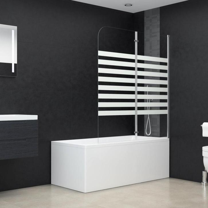 vidaXL Badwand gestreept 120x140 cm gehard glas, Doe-het-zelf en Verbouw, Sanitair, Nieuw, Verzenden