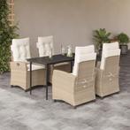vidaXL 5-delige Tuinset met kussens poly rattan beige, Tuin en Terras, 4 zitplaatsen, Nieuw, Tuinset, Verzenden