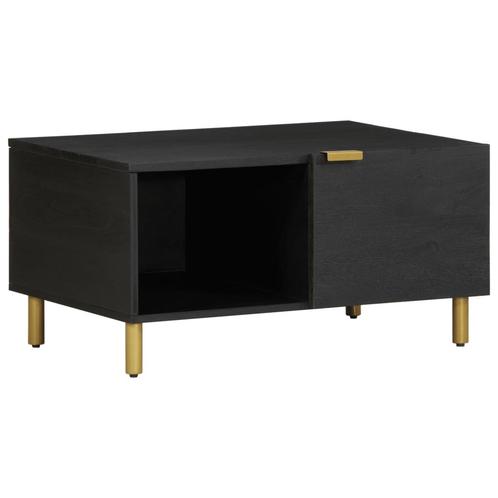 vidaXL Salontafel 80x50x40 cm bewerkt hout zwart, Huis en Inrichting, Tafels | Salontafels, 50 tot 100 cm, Nieuw, Overige houtsoorten
