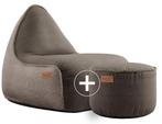 Canvas Lounge Chair & Pouf - Bruin/Zand, Huis en Inrichting, Zitzakken, Verzenden, Nieuw