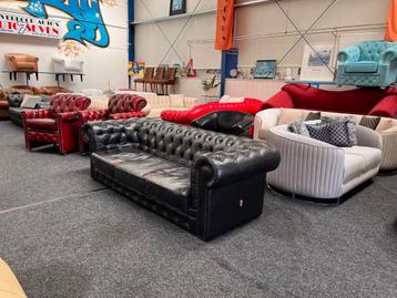 Chesterfield Maarssen Vintage Dark Leren 3 zits Chesterfield beschikbaar voor biedingen