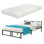 Metalen bed Meran bedframe met matras zwart 140x200 cm