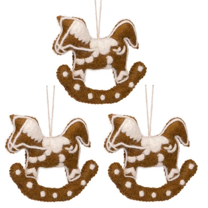 Hanger Vilt Kerst - Set 3-Delig - Hobbelpaard Gemberbrood/Gi, Diversen, Kerst, Nieuw, Ophalen of Verzenden
