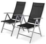 Verstelbare Opvouwbare Terrasstoelen Set van 2 Zwart / Grijs, Tuin en Terras, Tuinstoelen, Verzenden, Nieuw, Aluminium, Inklapbaar