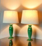 Tafellamp (2) - Groen Smaragd - Aardewerk, Messing, Verguld, Antiek en Kunst