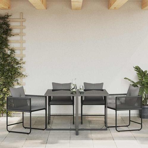 vidaXL Tuinstoelen 4 pcs Zwart en antraciet 50.5 x 53.5 x, Tuin en Terras, Tuinstoelen, Nieuw, Verzenden