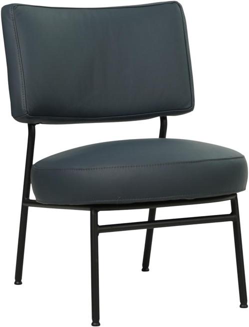 Blauwe leren moderne retro stoel - Toledo Leer Marine (blauw, Huis en Inrichting, Fauteuils, 50 tot 75 cm, 75 tot 100 cm, Nieuw