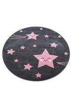 Rond Kindervloerkleed | Kids | Sterren | Roze | 160x160 cm, Huis en Inrichting, Stoffering | Tapijten en Kleden, Verzenden, Nieuw