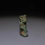 Oud-Egyptisch Faience Amulet God Anubis. 1,8 cm H. Laatste, Verzamelen