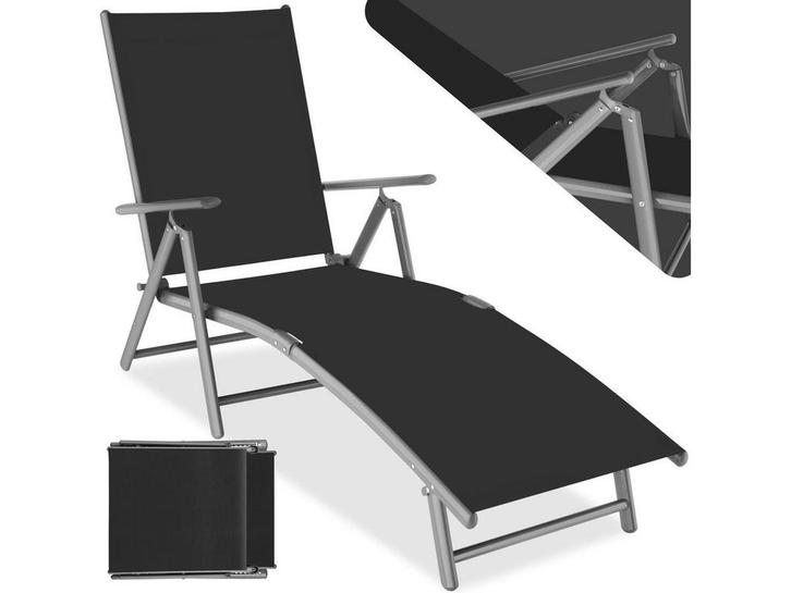tectake® aluminium ligstoel - opklapbare tuinligstoel met, Caravans en Kamperen, Kampeermeubelen, Nieuw, Verzenden