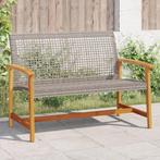 vidaXL Tuinbank 112 cm poly rattan en acaciahout grijs, Tuin en Terras, Tuinsets en Loungesets, Verzenden, Nieuw, Rotan