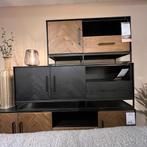 Tv-meubel Vinito - zwart met visgraat motief - Pronto Wonen, Huis en Inrichting, Kasten | Televisiemeubels, Ophalen of Verzenden
