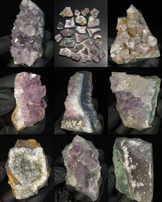 2.050 kg - Mineralen partij met amethist en kwarts met agaat, Verzamelen, Mineralen en Fossielen