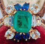 Zonder minimumprijs - Ring - 9 kt. Roségoud, Zilver Smaragd, Nieuw