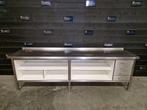 Werkbank | 4-lades | rvs | trespa | 280 cm, Gebruikt, RVS Meubilair