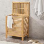 [en.casa] Wasmand bamboe met waszak en deksel 65 l, Huis en Inrichting, Badkamer | Badtextiel en Accessoires, Verzenden, Nieuw