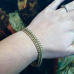 Gouden vintage fantasie schakel armband | 20 cm, Ophalen of Verzenden, Gebruikt, Overige kleuren, Goud