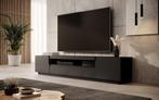 TV-Meubel - Mat zwart - Eiken - TV kast - 200x37x36 cm, Verzenden, Nieuw, 200 cm of meer, Minder dan 100 cm