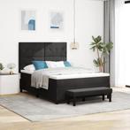 vidaXL Boxspring Bed met Matras & Bank Zwart 160x200 cm, Huis en Inrichting, Slaapkamer | Bedden, Verzenden, Zwart, 200 cm, Stof