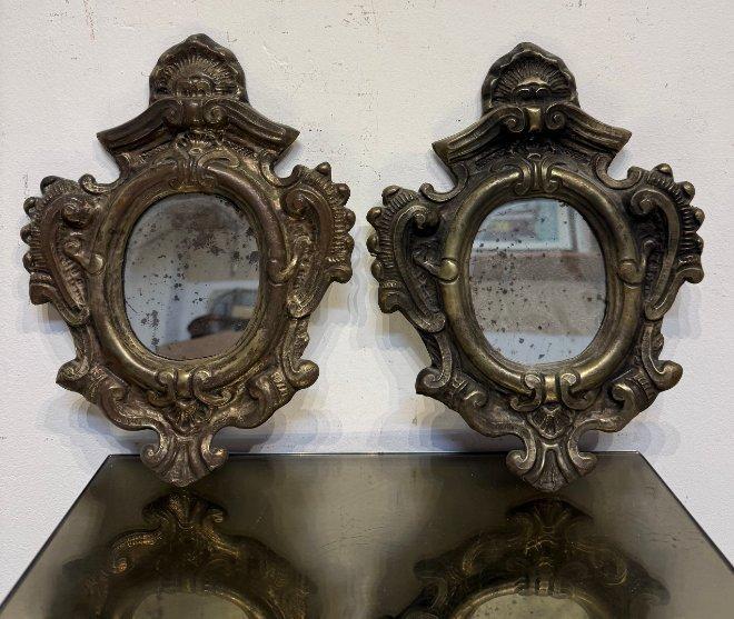 Wandspiegel - Verzilverd - Paar make-upspiegels, Antiek en Kunst, Curiosa en Brocante