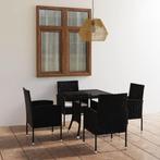vidaXL 5-delige Tuinset poly rattan zwart, 4 zitplaatsen, Nieuw, Tuinset, Verzenden