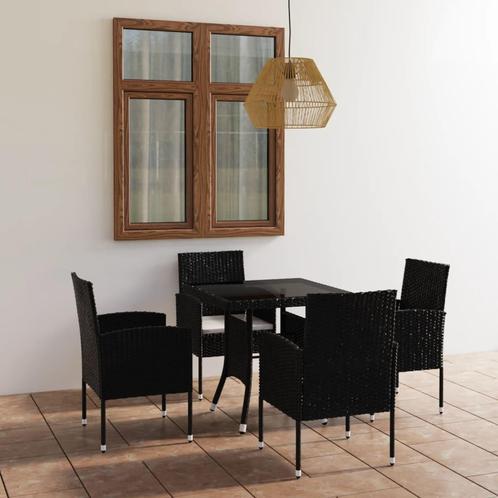 vidaXL 5-delige Tuinset poly rattan zwart, Tuin en Terras, Tuinsets en Loungesets, Tuinset, Nieuw, 4 zitplaatsen, Rotan, Verzenden