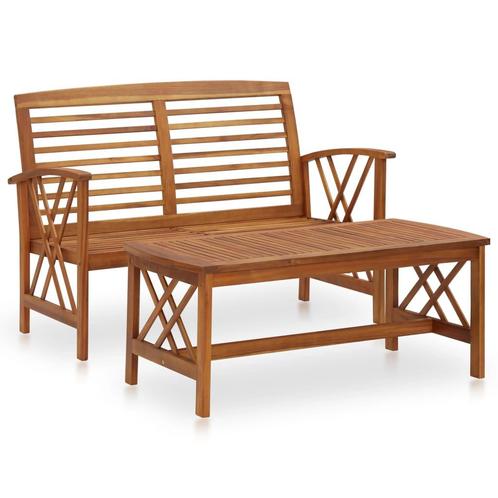 vidaXL 2-delige Loungeset massief acaciahout, Tuin en Terras, Tuinsets en Loungesets, Loungeset, Nieuw, 2 zitplaatsen, Hout, Verzenden