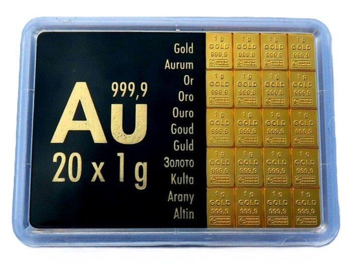 20 gram - Goud .999 - ESG / Valcambi SA - Met certificaat, Postzegels en Munten, Edelmetalen en Baren