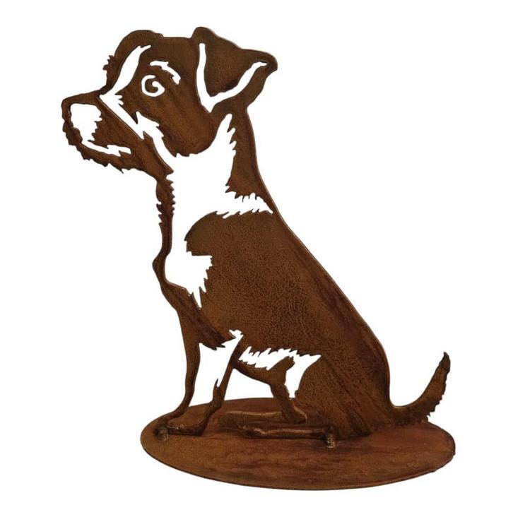 Tuinbeeld Rex de ruwharige Jack Russel  -B22 x H28cm, Tuin en Terras, Tuinwanddecoratie, Verzenden