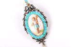 Hanger - 18 karaat Geel goud, Zilver - 2.25ct. tw. Turquoise