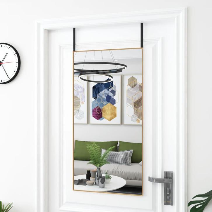 vidaXL Deurspiegel 50x100 cm glas en aluminium goudkleurig, Huis en Inrichting, Woonaccessoires | Spiegels, Nieuw, Verzenden