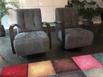 leren draaifauteuils met stalen frame en schotelvoet - blau, Huis en Inrichting, Fauteuils, Nieuw, Ophalen of Verzenden, Industrieel