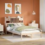 vidaXL Bed met boekenkast zonder matras massief grenenhout, Huis en Inrichting, Slaapkamer | Bedden, Bruin, Verzenden, 190 cm of minder