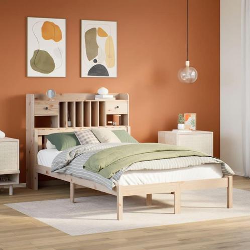 vidaXL Bed met boekenkast zonder matras massief grenenhout, Huis en Inrichting, Slaapkamer | Bedden, Overige maten, 190 cm of minder
