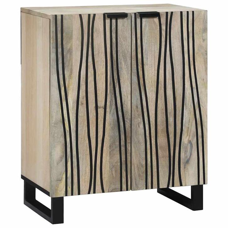 vidaXL Dressoir Wit 60 x 33.5 x 75 cm Massief mangohout, Huis en Inrichting, Kasten | Dressoirs, Nieuw, Minder dan 50 cm, Overige houtsoorten