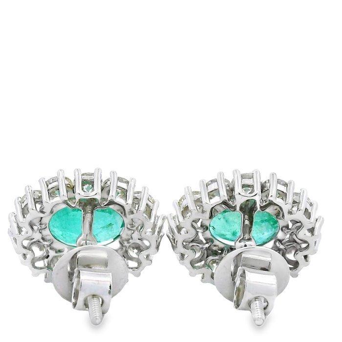 Oorstekers - 18 karaat Witgoud - 5.81ct. tw. Smaragd -, Sieraden, Tassen en Uiterlijk, Antieke sieraden