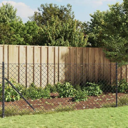 vidaXL Gaashek met grondankers 0,8x25 m antracietkleurig, Tuin en Terras, Schuttingen, Nieuw, IJzer, Minder dan 1 meter, Verzenden