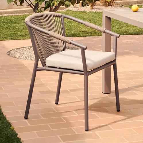 *WOONWINKEL* Kave Home Xelida Aluminium Tuinstoel Taupe Met, Tuin en Terras, Tuinsets en Loungesets, Nieuw, Verzenden