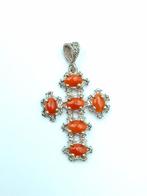 Koraal - Zilver - Hanger - Red coral Art Deco, Antiek en Kunst