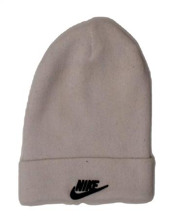 NIKE Womens Graphic Beanie Hat One Size White Cotton beschikbaar voor biedingen