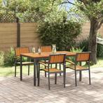 vidaXL Tuin Eetset 5 pcs Zwart en bruin 150 x 90 x 75 cm, Tuin en Terras, Tuintafels, Verzenden, Nieuw