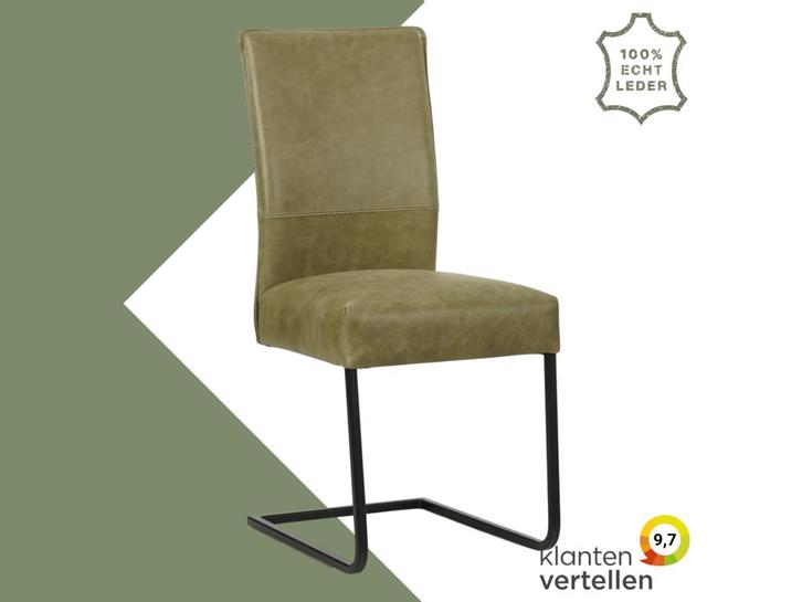 Leren eetkamerstoel Remix - Vintage Olive (olijf/groen) -, Huis en Inrichting, Stoelen, Eén, Overige kleuren, Nieuw, Leer, Ophalen of Verzenden