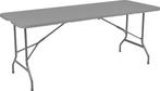 2dekans | BRASQ Inklapbare Vouwtafel Grijs - 180x70x74cm-, Caravans en Kamperen, Ophalen of Verzenden, Zo goed als nieuw