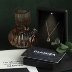 Roségouden vintage collier met granaat en diamant hanger 18, Ophalen of Verzenden, Nieuw
