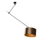 Hanglamp zwart met velours kap brons 35cm - Blitz, Nieuw, Overige materialen, Klassiek / Antiek, 75 cm of meer