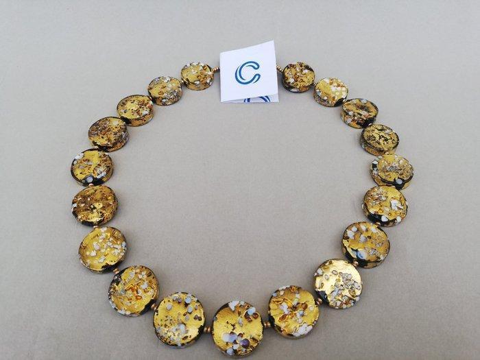 24 karaat - Geel goud, Murano - Halsketting, Antiek en Kunst, Antiek | Glas en Kristal