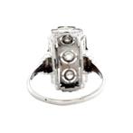 Witgouden vintage prinsessen ring met diamant 14 krt/950, Ophalen of Verzenden, Nieuw